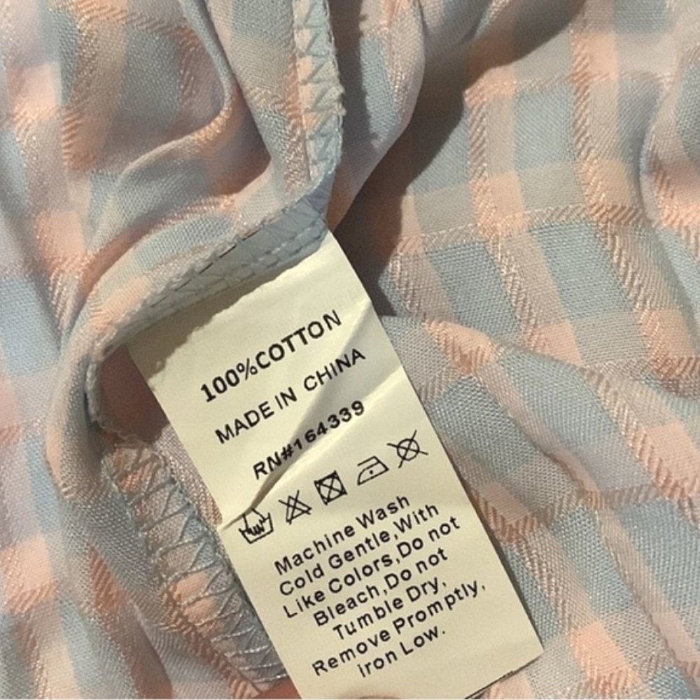 PETAL & PUP Gingham Skirt Faux Wrap Blue Pink Cotton Flowy Maxi 12 L XL - Picture 4 of 5
